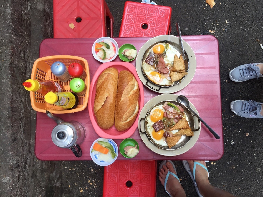 A serving of banh mi chao usually comes with one complimentary banh mi and you can order extra if needed 